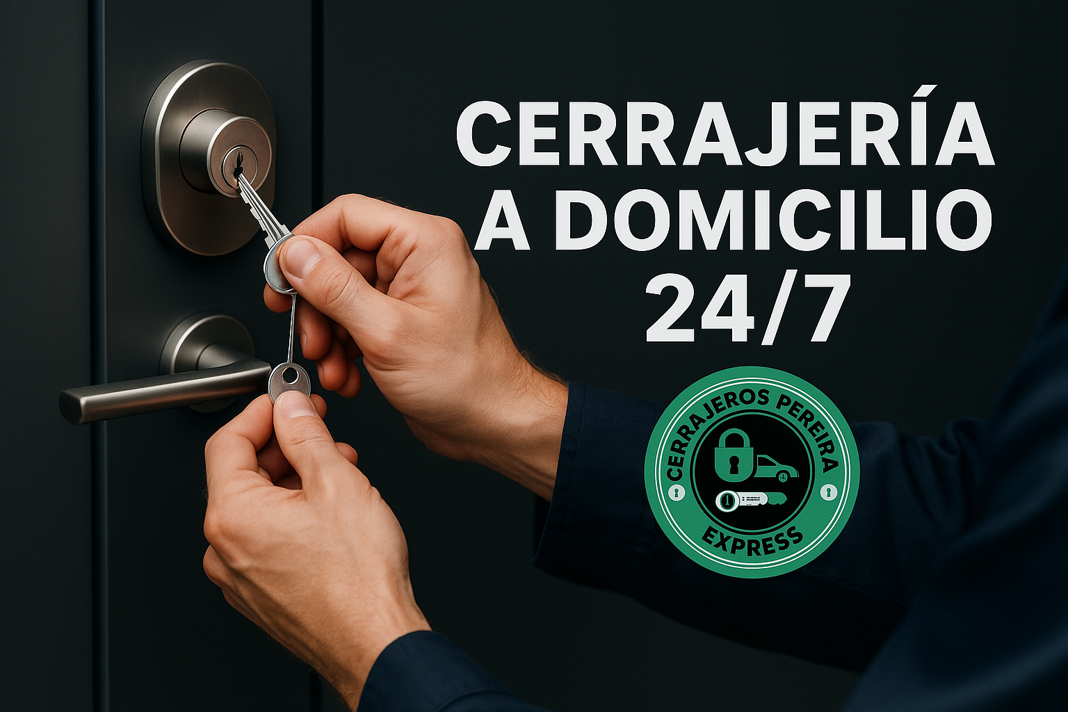 Mano de un experto abriendo una puerta de seguridad